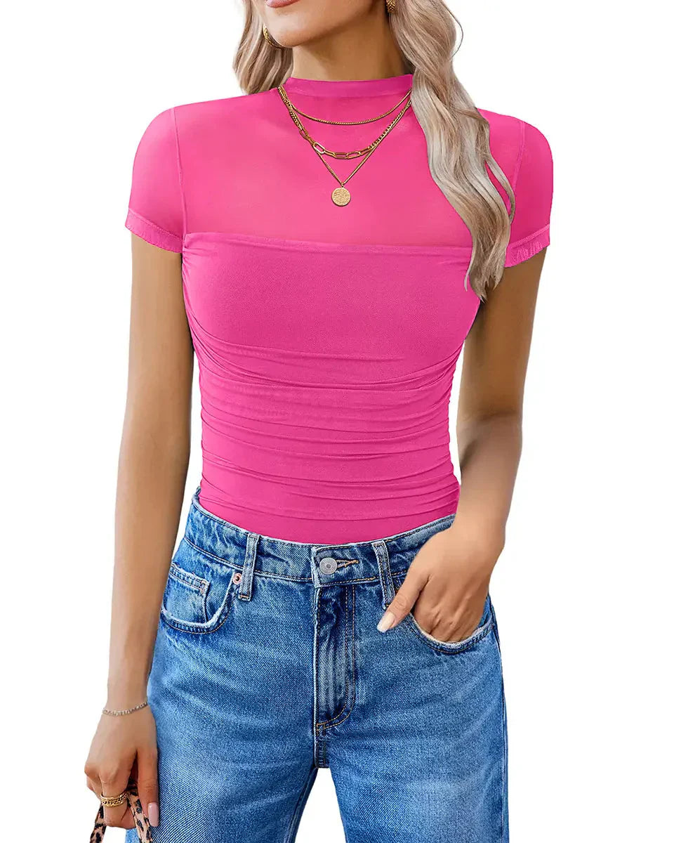 Women's Mesh Short Sleeve Bodysuit