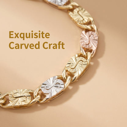 14K Gold Tri-Color Mariner Link Bracelet for Women