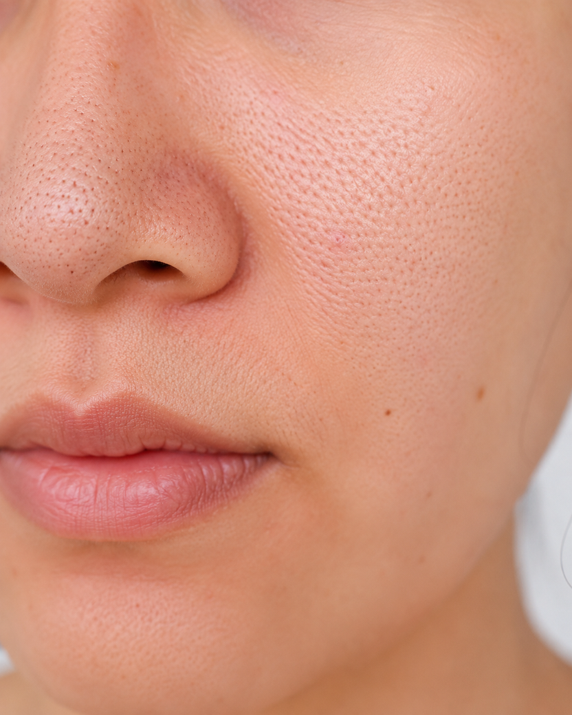 Skin before using exfoliating pad