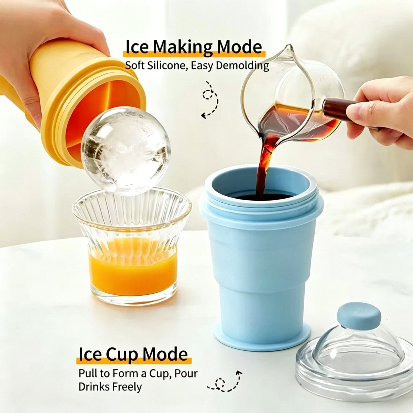 🧊 Foldable Silicone Ice Ball Drink Cup
