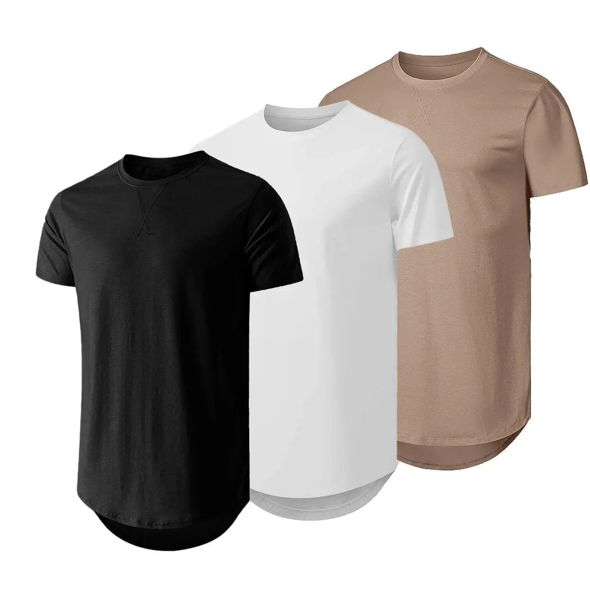 ✨Mens 3 Pack Hipster Hip Hop Longline Crewneck T-Shirt, Menswear Casual T-shirt Tops