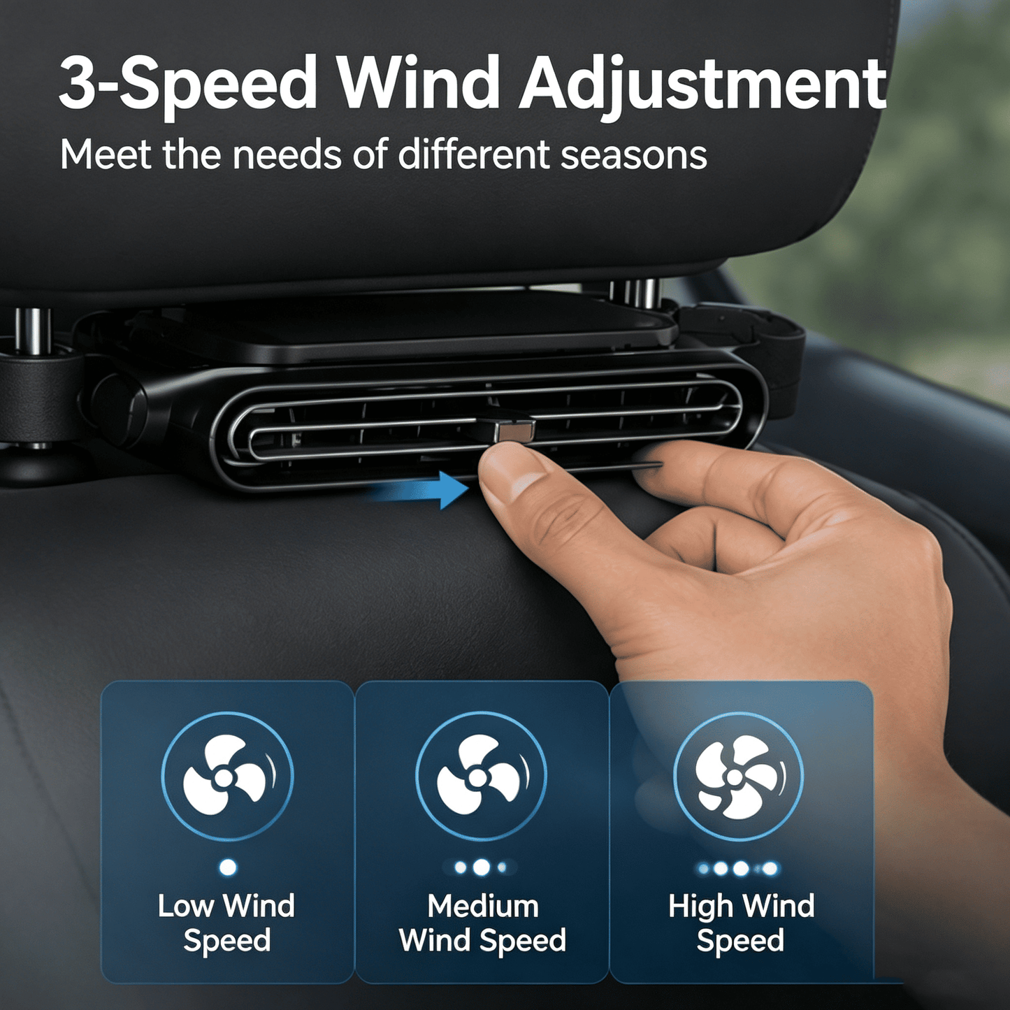 Portable Car Seat Cooling Fan, 9000RPM Fast Cooling