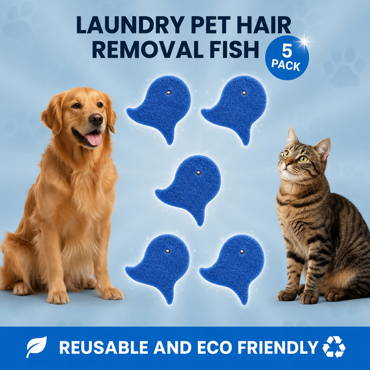 💦 Laundry Pet Hair Removal Fish - 5 Pack