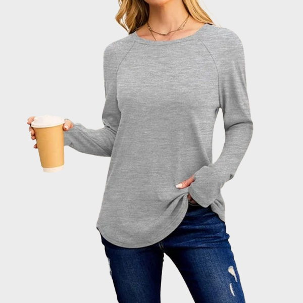 Women's Tunic Top Long Sleeve Round Neck with Thumb Holes