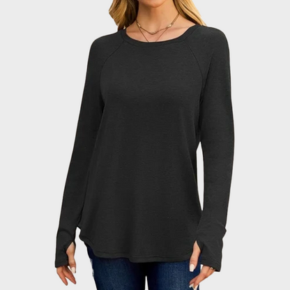 Women's Tunic Top Long Sleeve Round Neck with Thumb Holes