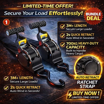 Viralona Auto-Retract Tie-Down Ratchet Straps
