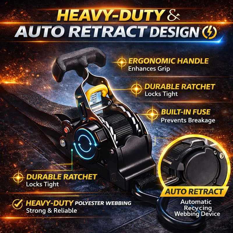 Viralona Auto-Retract Tie-Down Ratchet Straps