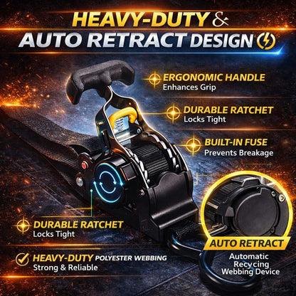 Viralona Auto-Retract Tie-Down Ratchet Straps
