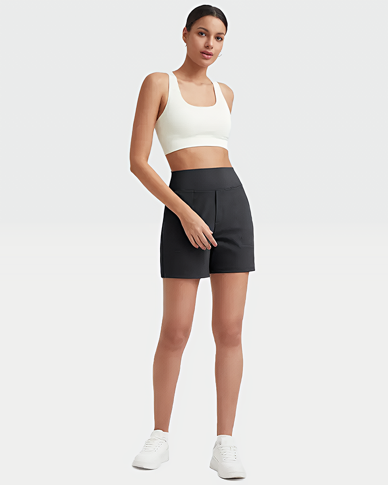 Women's High-Waisted Athletic Bermuda Shorts with Pockets – Running, Yoga, Summer Casual Activewear