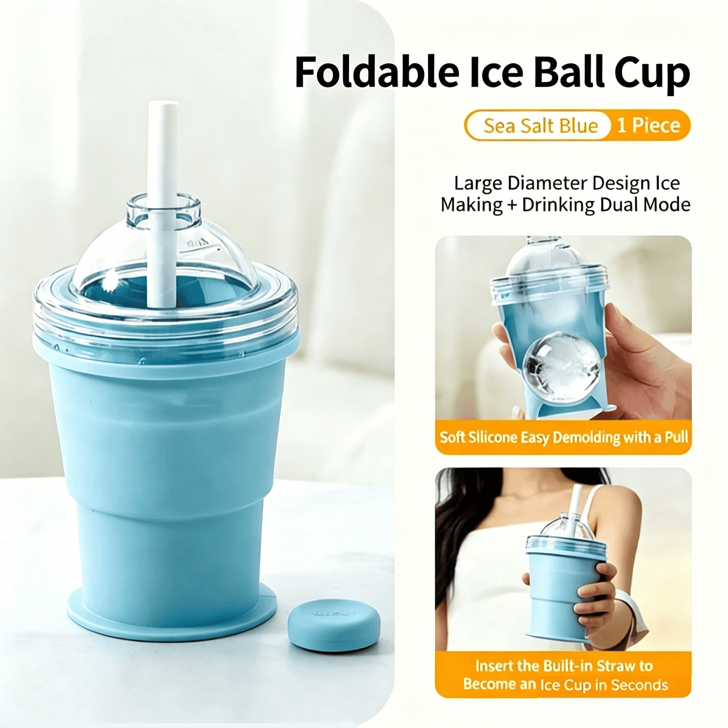 🧊 Foldable Silicone Ice Ball Drink Cup
