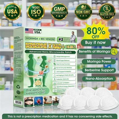 🧑‍⚕️🩺 Moringa · Berberine × NAD+ 𝟏𝟎-𝐢𝐧-𝟏 𝐀𝐝𝐯𝐚𝐧𝐜𝐞𝐝 𝐍𝐚𝐧𝐨 𝐌𝐢𝐜𝐫𝐨𝐧𝐞𝐞𝐝𝐥𝐞 𝐏𝐚𝐭𝐜𝐡 — 𝐎𝐧𝐜𝐞 𝐃𝐚𝐢𝐥𝐲, 𝐕𝐢𝐬𝐢𝐛𝐥𝐞 𝐑𝐞𝐬𝐮𝐥𝐭𝐬 𝐢𝐧 𝟕 𝐃𝐚𝐲𝐬