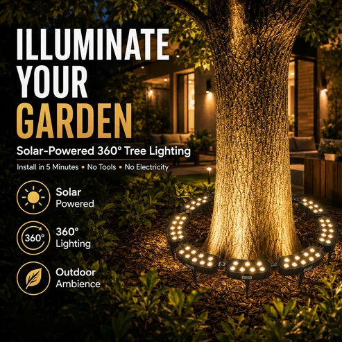 🌳💡 Ring-Shaped Solar Tree Lights – Weatherproof Outdoor Spotlights Ideal for Trees, Pillars, and Gardens