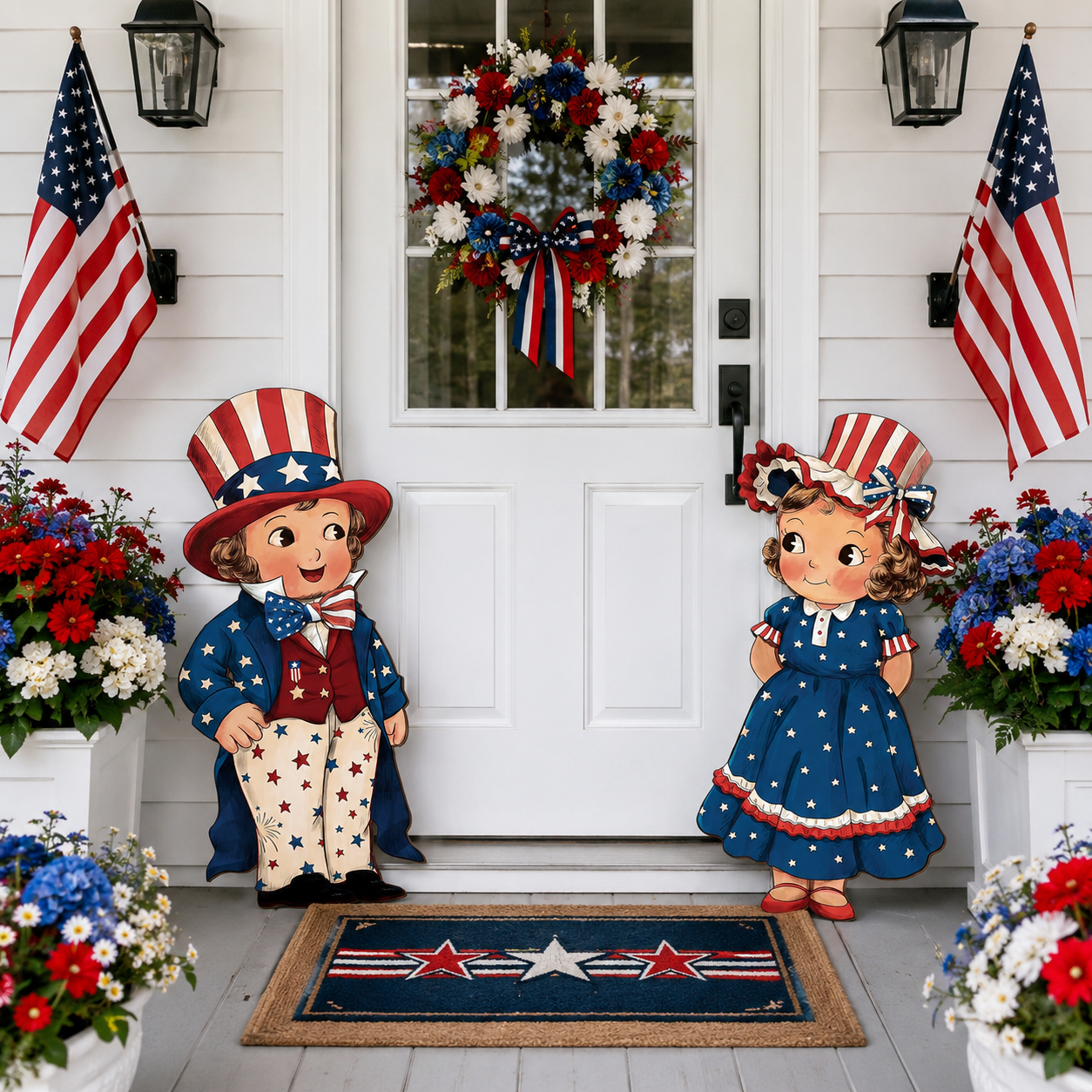 2-Piece Patriotic Wooden Hanging Door Signs