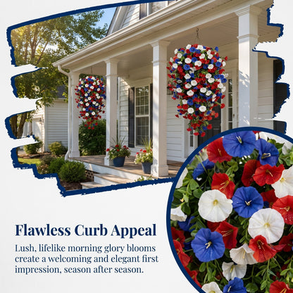 Red, White & Blue Artificial Morning Glory Hanging Vines – 3-Piece Set