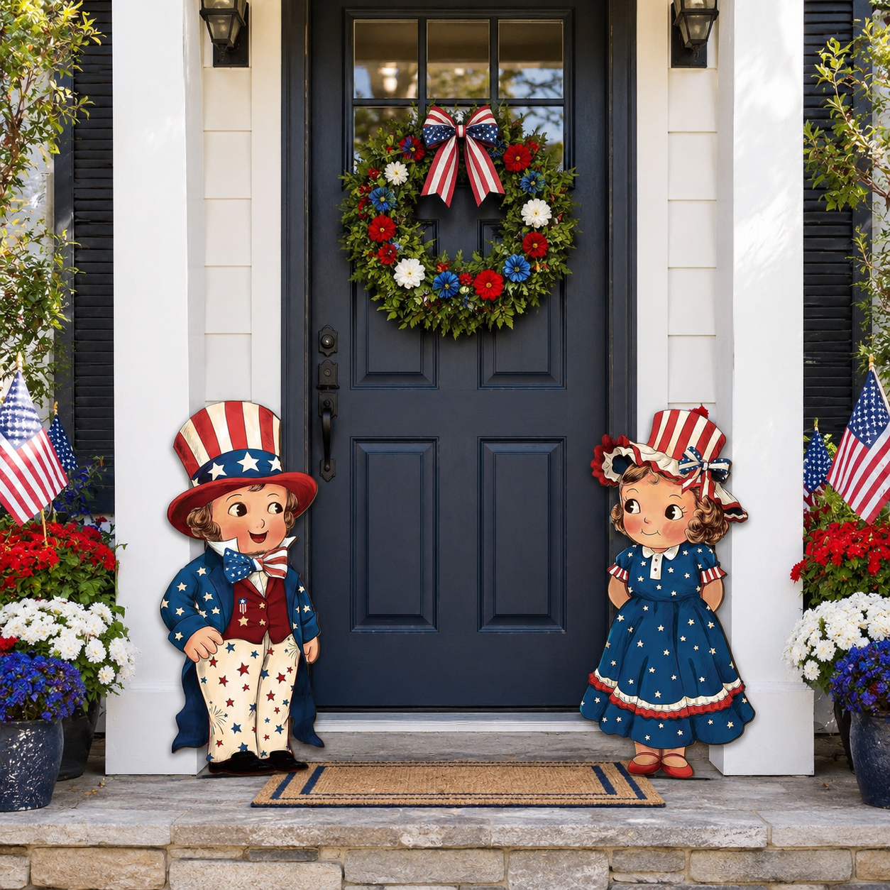 2-Piece Patriotic Wooden Hanging Door Signs