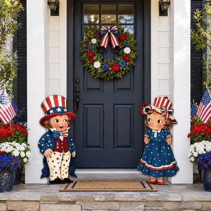 2-Piece Patriotic Wooden Hanging Door Signs