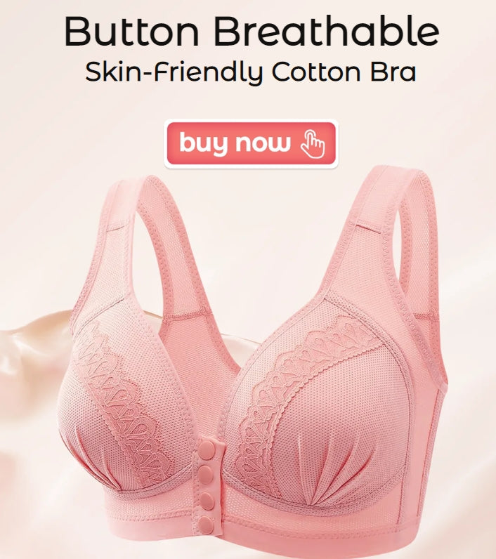 Front Button Breathable Skin-Friendly Cotton Bra