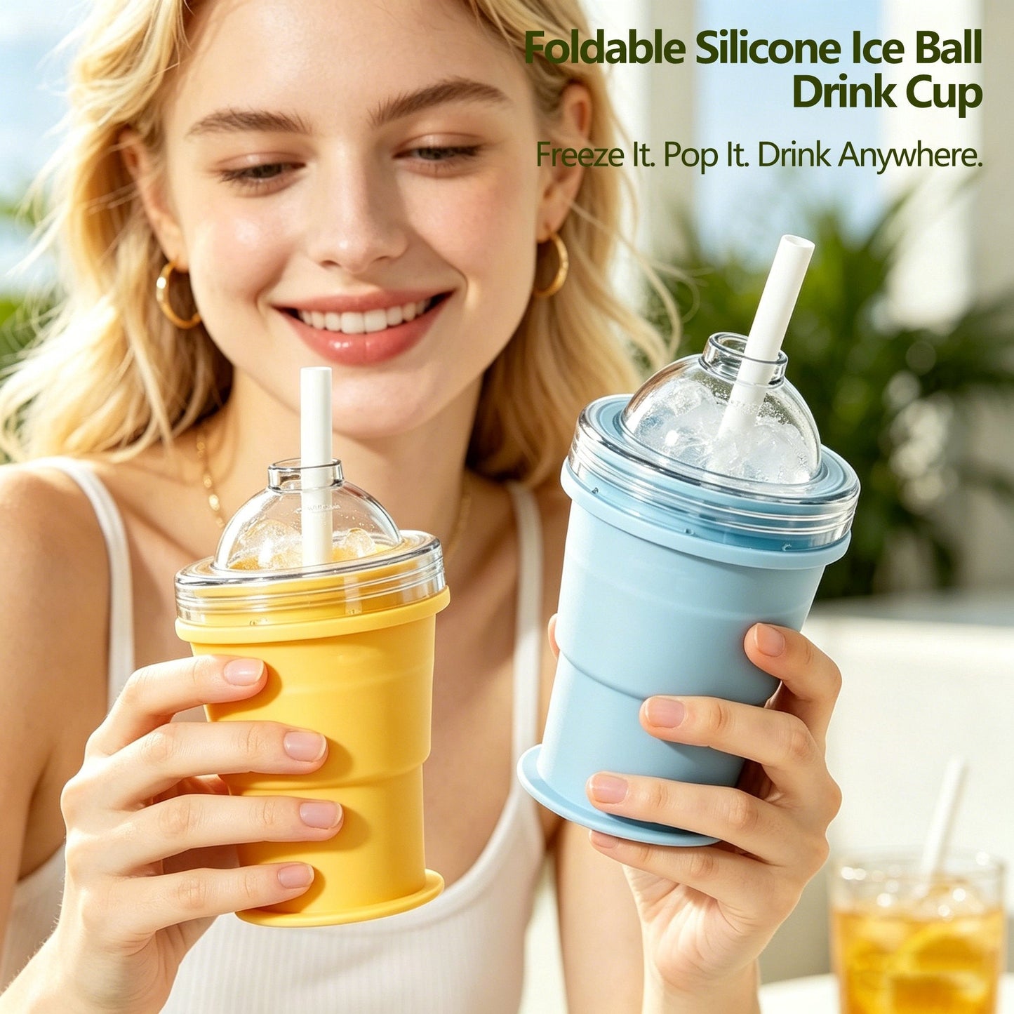 🧊 Foldable Silicone Ice Ball Drink Cup