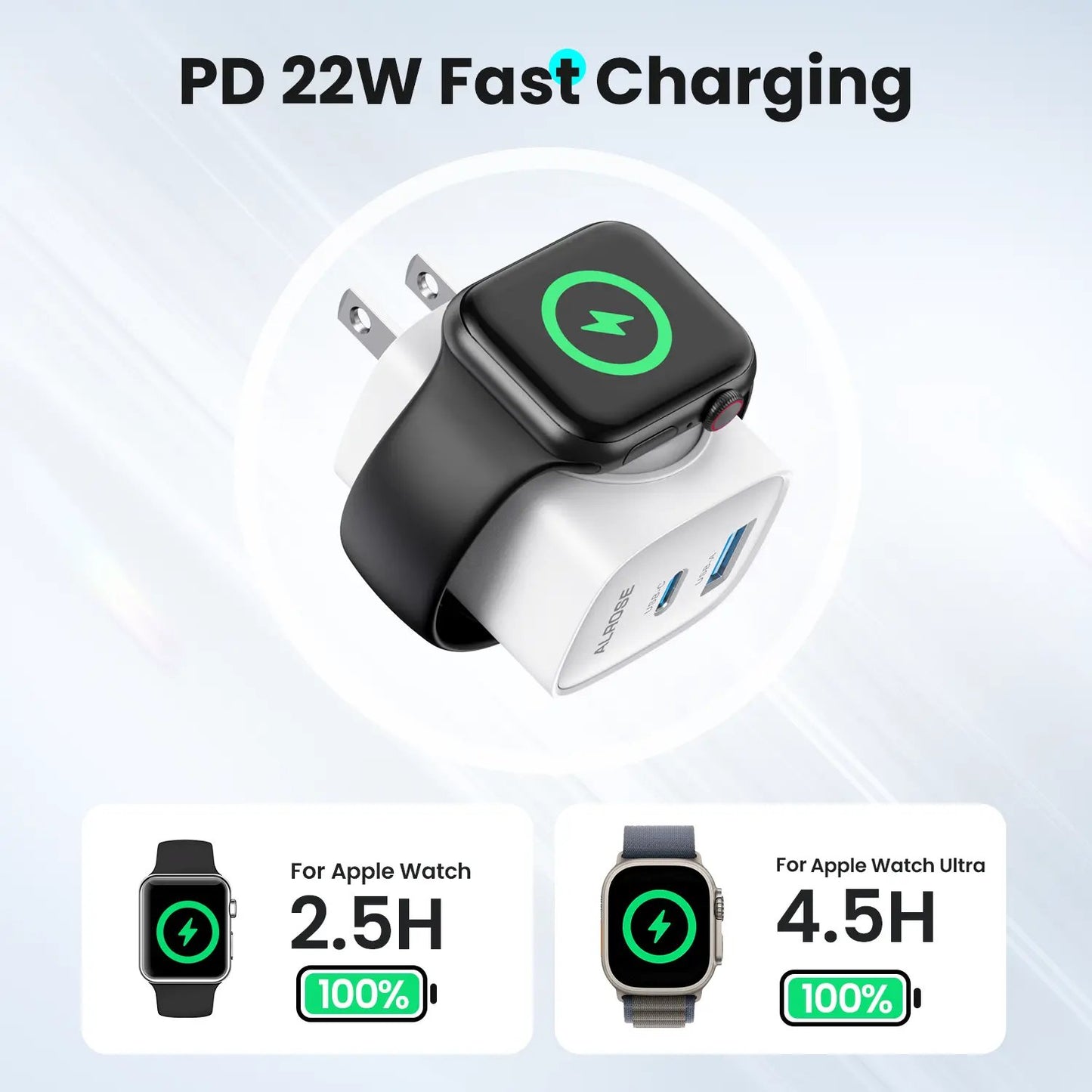 3-in-1 Magnetic Wireless Cordless PD USB-C Wall Charger Block