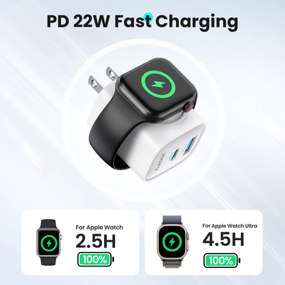 3-in-1 Magnetic Wireless Cordless PD USB-C Wall Charger Block