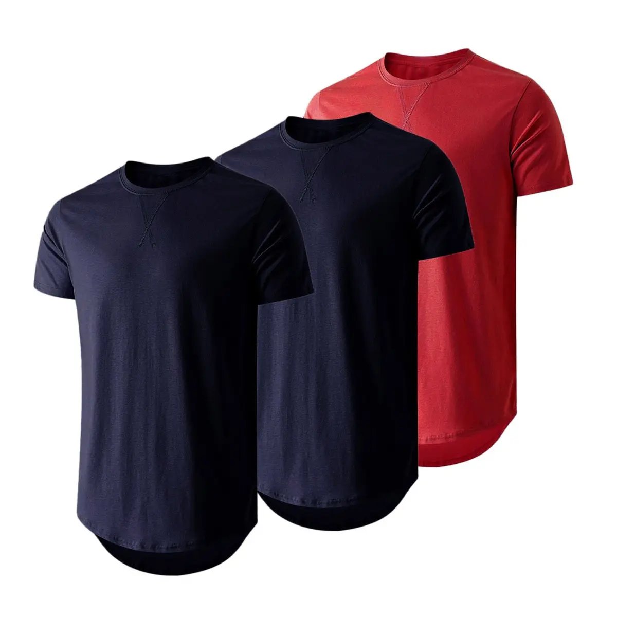 ✨Mens 3 Pack Hipster Hip Hop Longline Crewneck T-Shirt, Menswear Casual T-shirt Tops