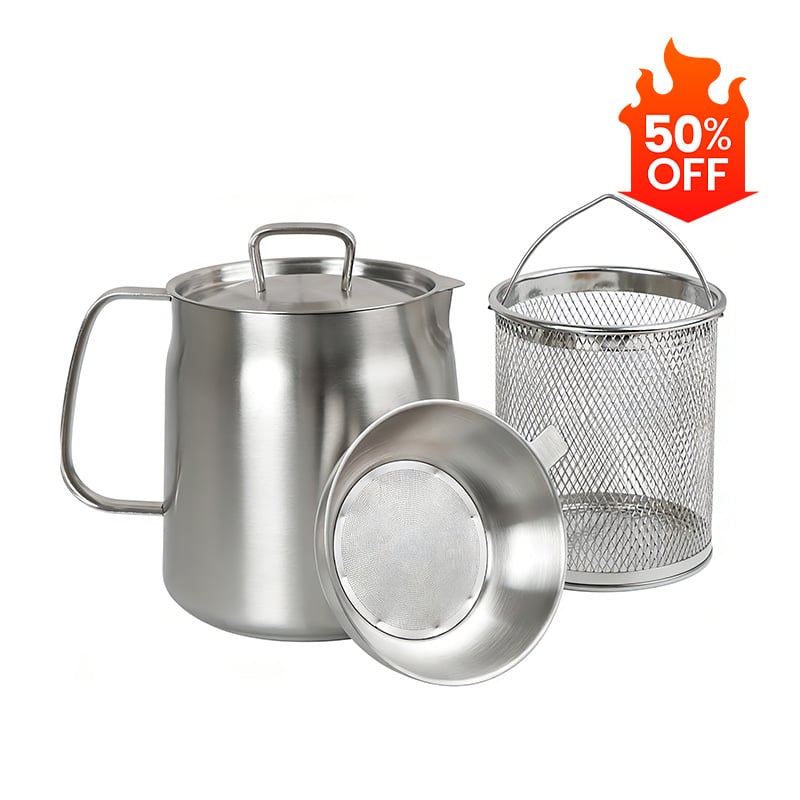 2-in-1 304 Stainless Steel Multifunctional Oil Strainer Pot