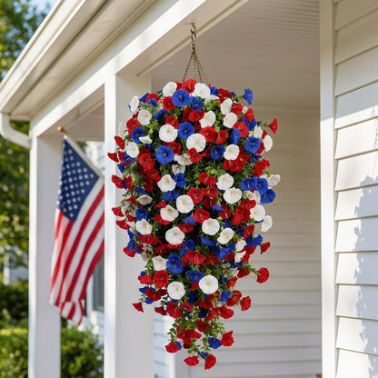 Red, White & Blue Artificial Morning Glory Hanging Vines – 3-Piece Set