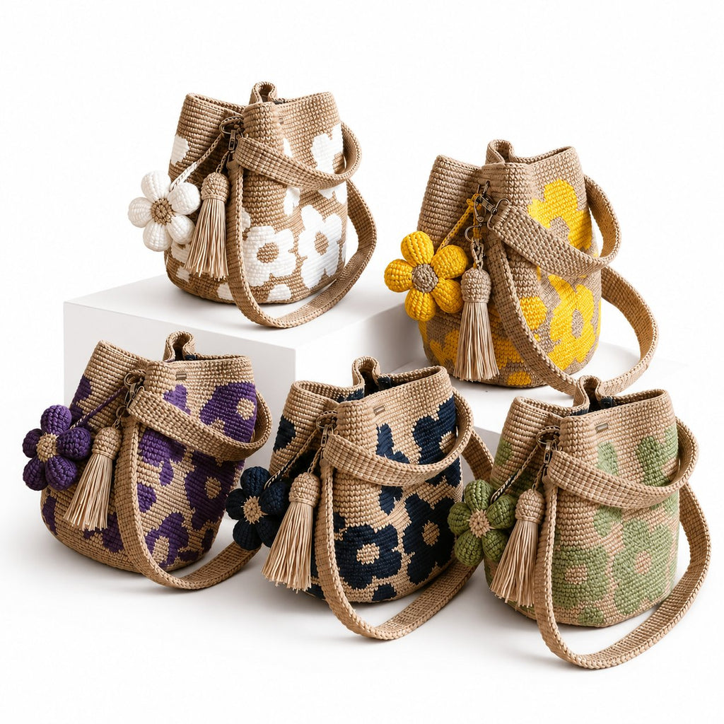 Handwoven Flower Bucket Bag