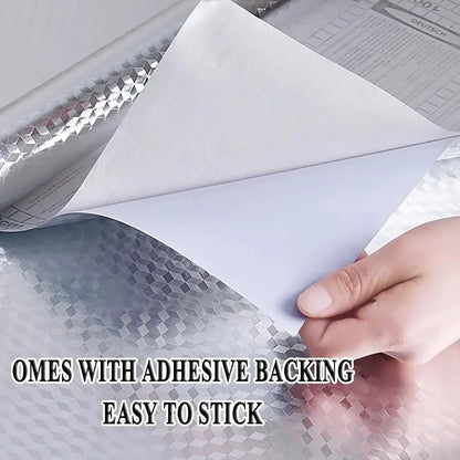 Self-Adhesive Removable Aluminum Foil Sticker, Oil Proof Heat Resistant, Easy Clean