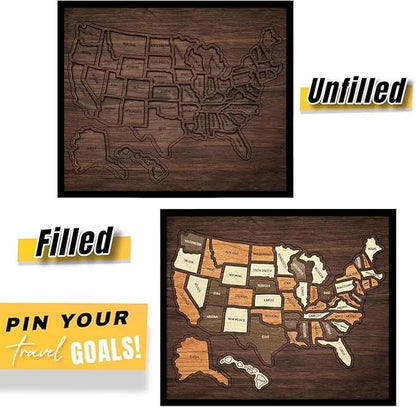 us Wooden USA Travel Map Puzzle🧩A Stylish Way to Track Your Journey & Memories