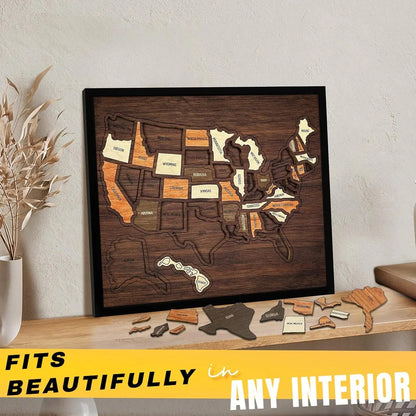 us Wooden USA Travel Map Puzzle🧩A Stylish Way to Track Your Journey & Memories