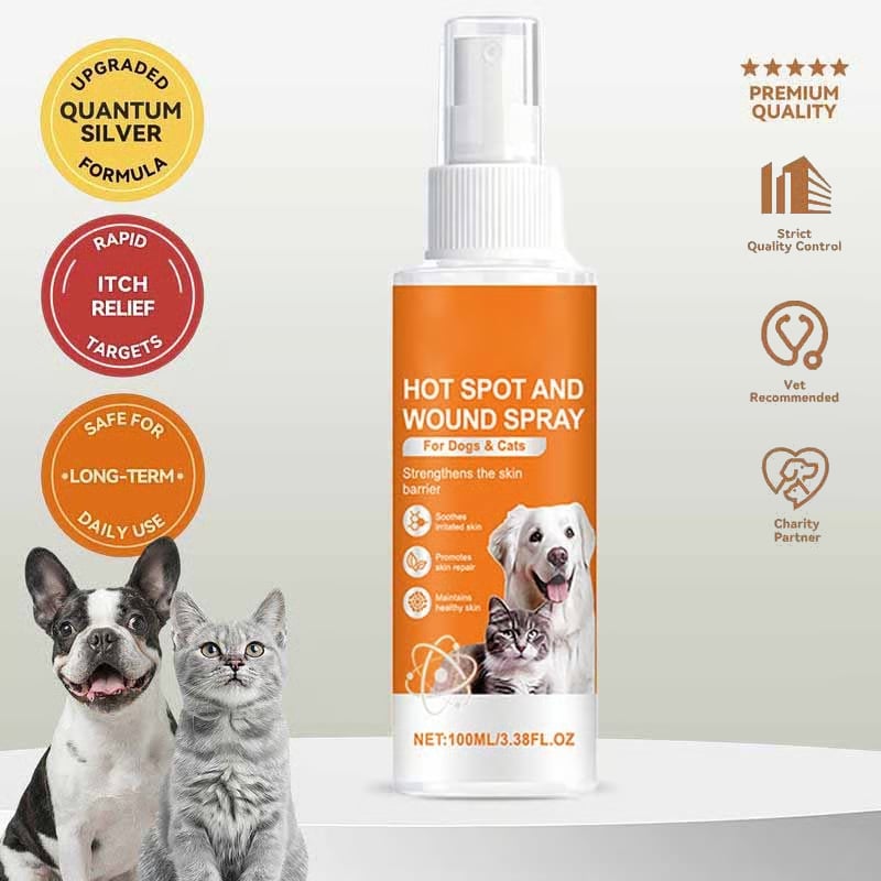 Itch Relief Spray –Vet Recommended Skin Soothing Quantum Silver Spray for Dogs & Cats