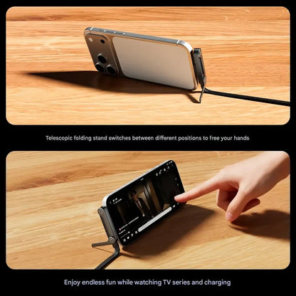 🔥📱240W Braided Fast Charge Cable With Built-in Phone Stand
