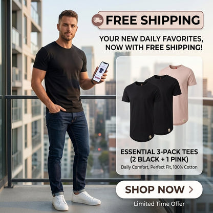 ✨Mens 3 Pack Hipster Hip Hop Longline Crewneck T-Shirt, Menswear Casual T-shirt Tops