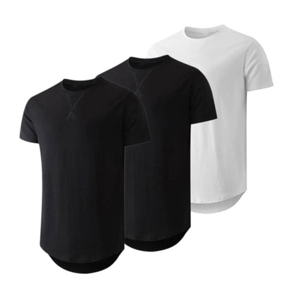 ✨Mens 3 Pack Hipster Hip Hop Longline Crewneck T-Shirt, Menswear Casual T-shirt Tops