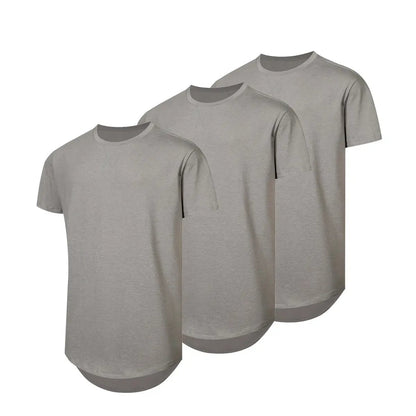 ✨Mens 3 Pack Hipster Hip Hop Longline Crewneck T-Shirt, Menswear Casual T-shirt Tops