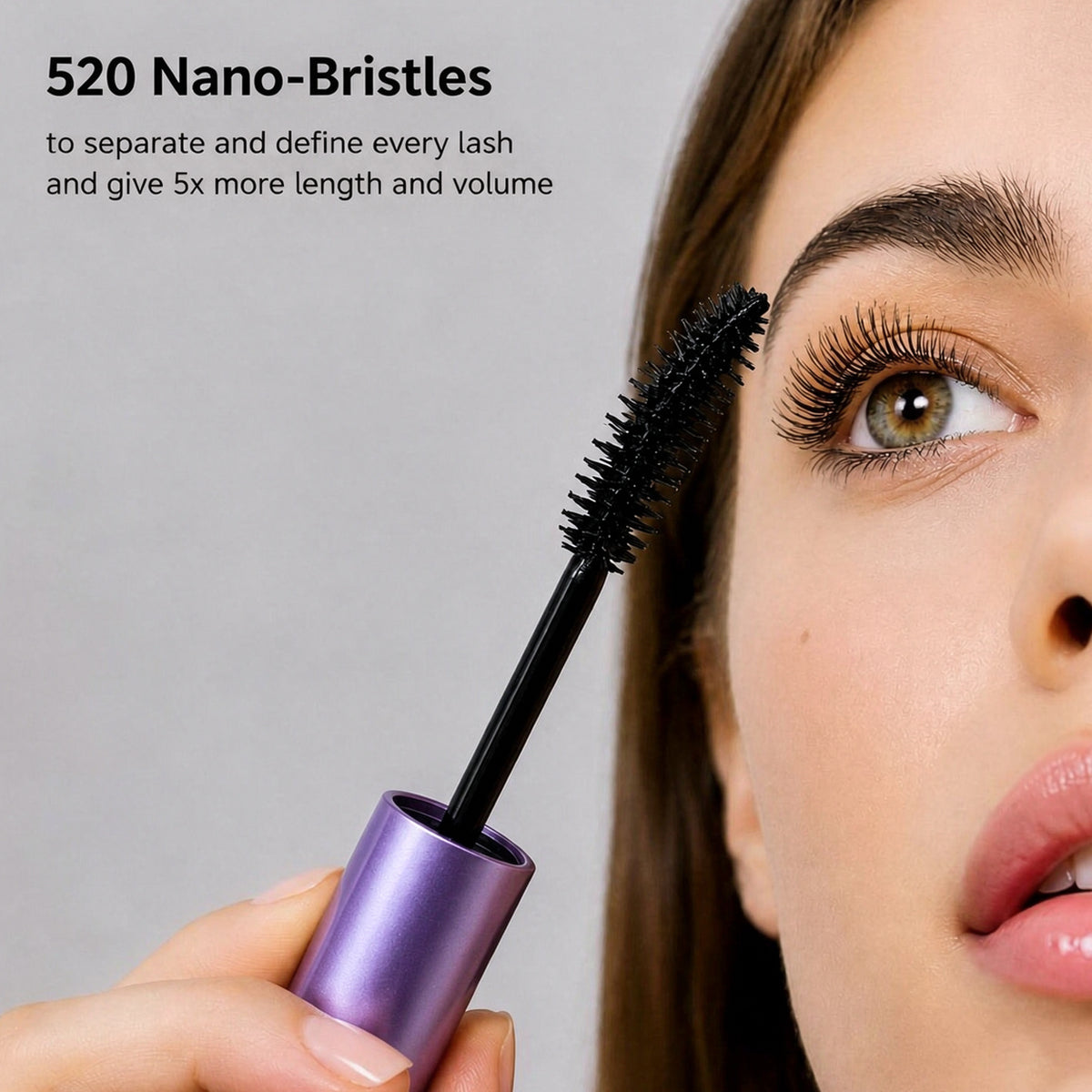 Ultra-slim mascara brush with more than 520 precision nano-bristles