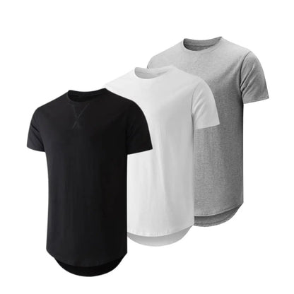 ✨Mens 3 Pack Hipster Hip Hop Longline Crewneck T-Shirt, Menswear Casual T-shirt Tops