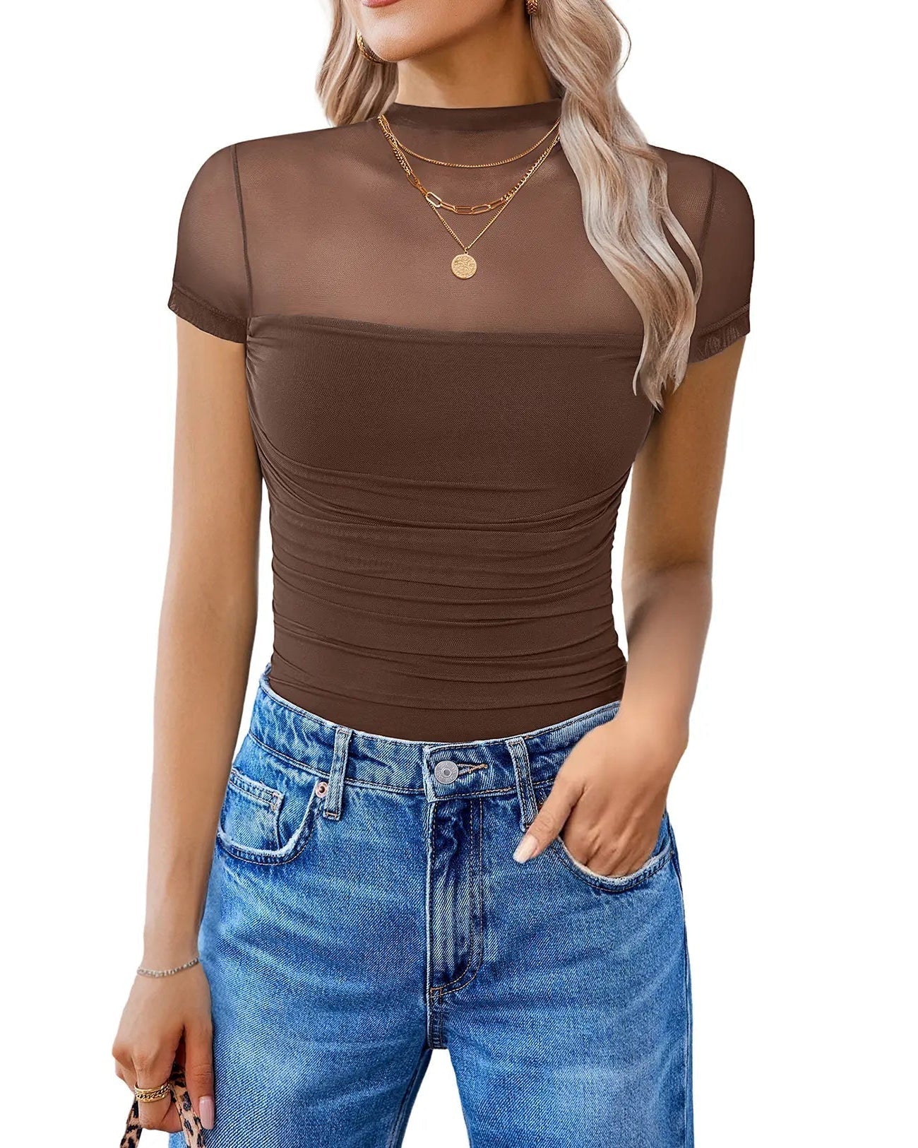 Women's Mesh Short Sleeve Bodysuit