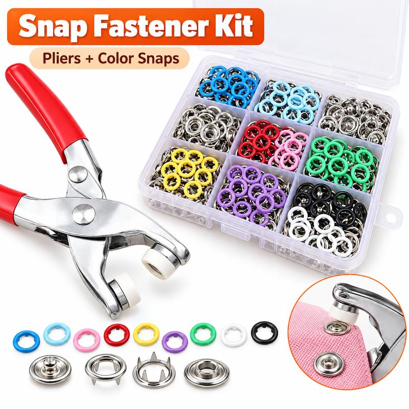 🧵 100Pcs Invisible Colored Metal Buckle & Manual Pressure Pliers | Quick Clothing Repair & DIY