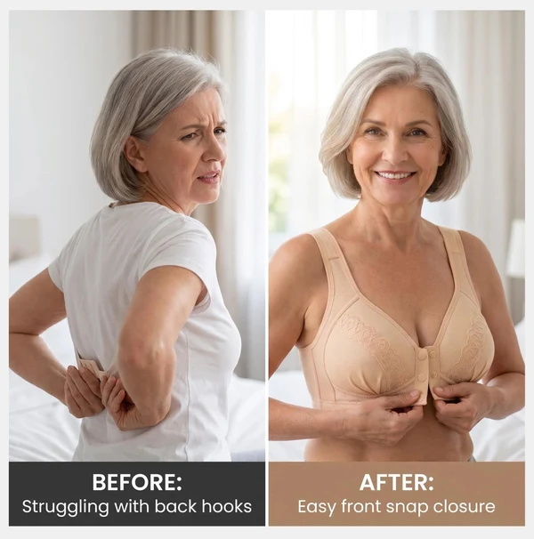 Front Button Breathable Skin-Friendly Cotton Bra