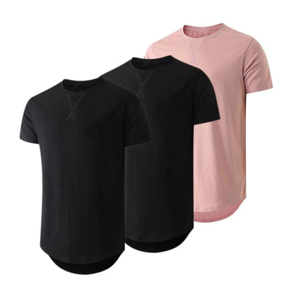 ✨Mens 3 Pack Hipster Hip Hop Longline Crewneck T-Shirt, Menswear Casual T-shirt Tops