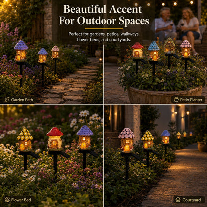 Solar Fairy-Tale Mushroom Cottage Garden Light