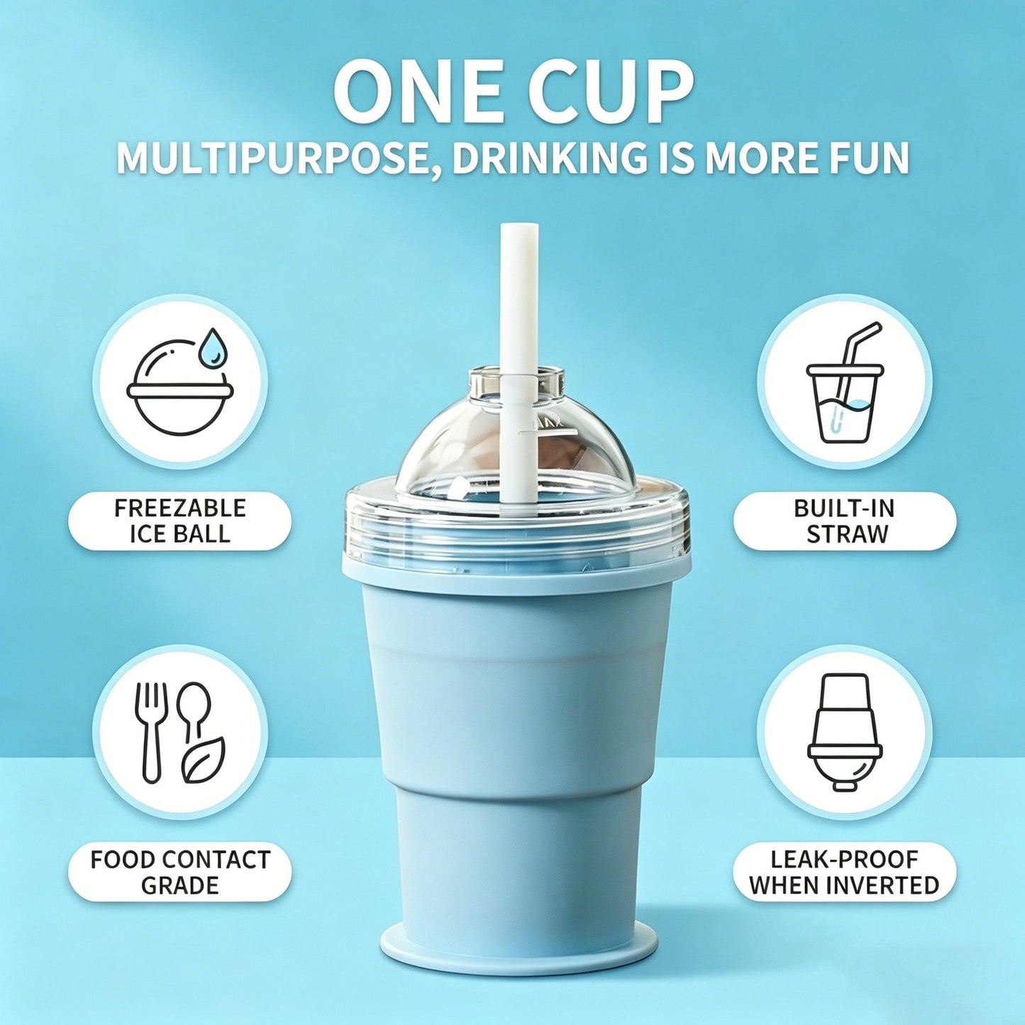 🧊 Foldable Silicone Ice Ball Drink Cup