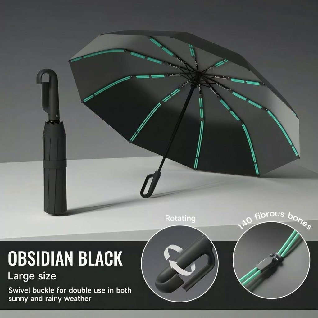 Automatic Folding Umbrella with Loop Buckle