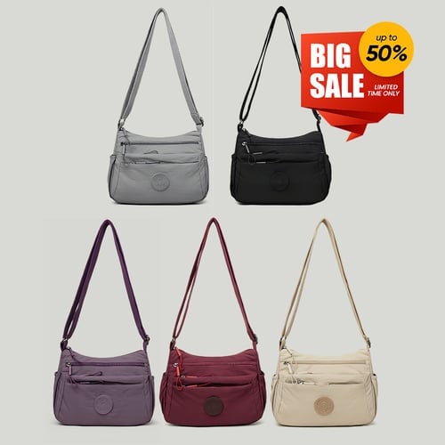 Solid Color Fashionable Multi-pocket Zipper Crossbody Bag