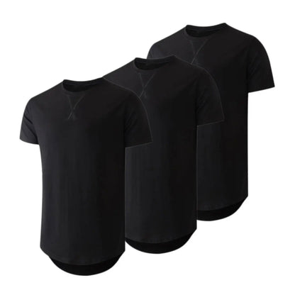 ✨Mens 3 Pack Hipster Hip Hop Longline Crewneck T-Shirt, Menswear Casual T-shirt Tops