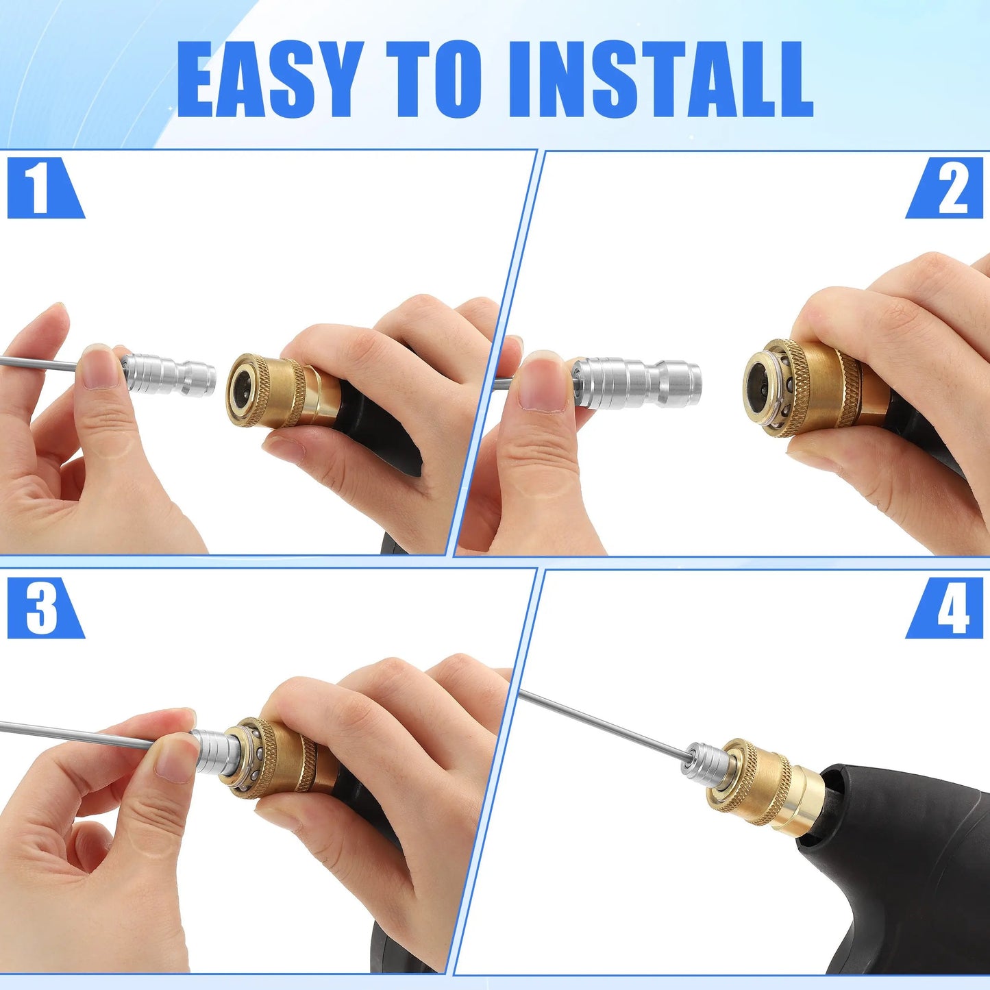Heavy Duty Hose High-Pressure Washer Spray Nozzle Kit for Drum Washing Machine & AC 4 Pack Straight/Side Spray Nozzles 7cm & 22.5cm 40° Tips 1-2GPM