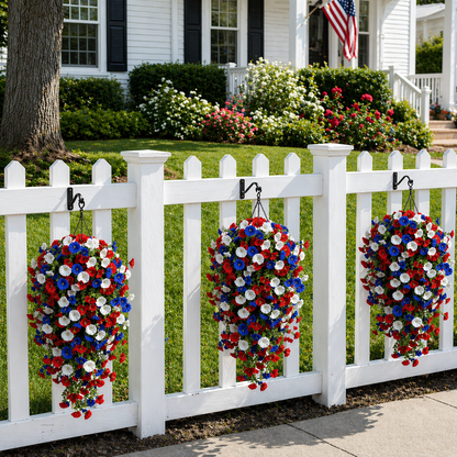 Red, White & Blue Artificial Morning Glory Hanging Vines – 3-Piece Set