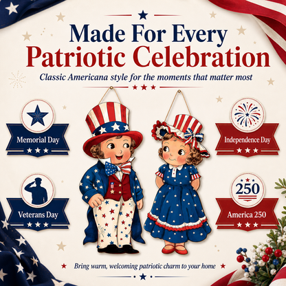 2-Piece Patriotic Wooden Hanging Door Signs